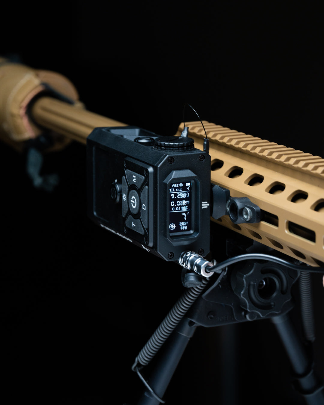 Rifle Mounted Side View on Tango FIRE4000 mounted to a Picantinny rail